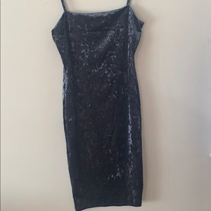 Naked Wardrobe Blue velour mini dress